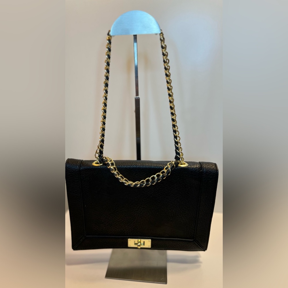 OLIVER + JOY Elegant Black Vegan Leather Shoulder/Clutch Bag